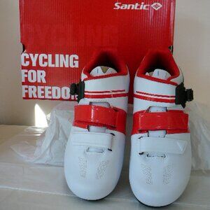 Santix Andes Lock-Free Cycling White Red Mountain Bike Road Shoes-39-NIB